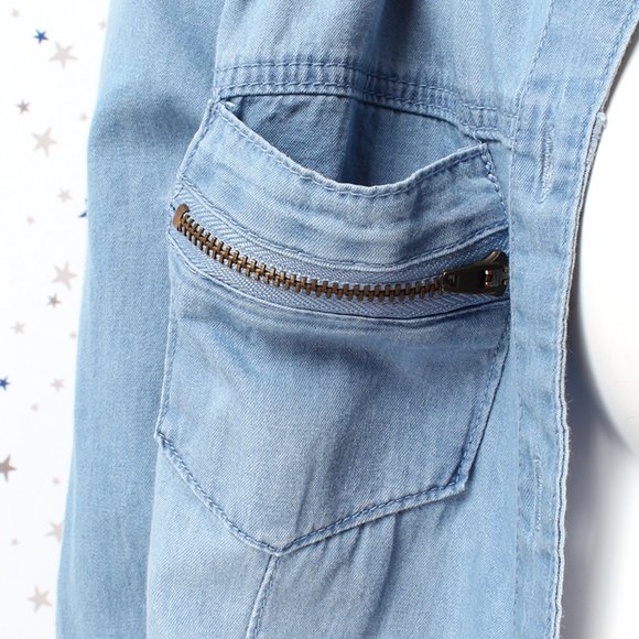 Chambray Denim Shirt Button Up Light Blue - Picture 4 of 7